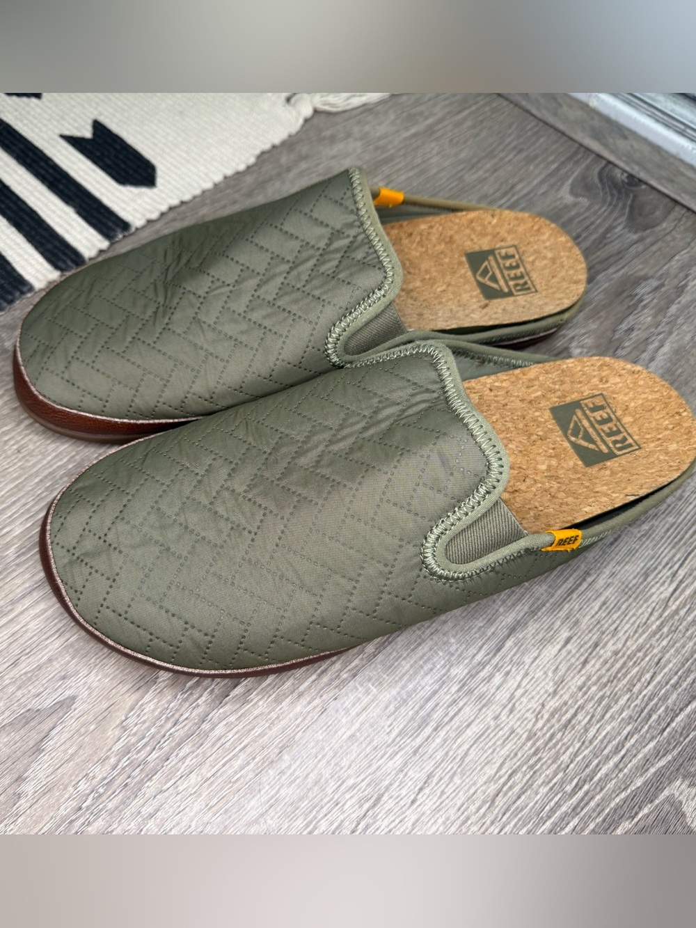 Reef Quilted Cushion Slip-On Loafers Olive Green Casual Shoes Men’s | 10